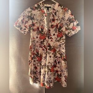INC International Concepts Floral Mini Dress puffed sleeves size PM